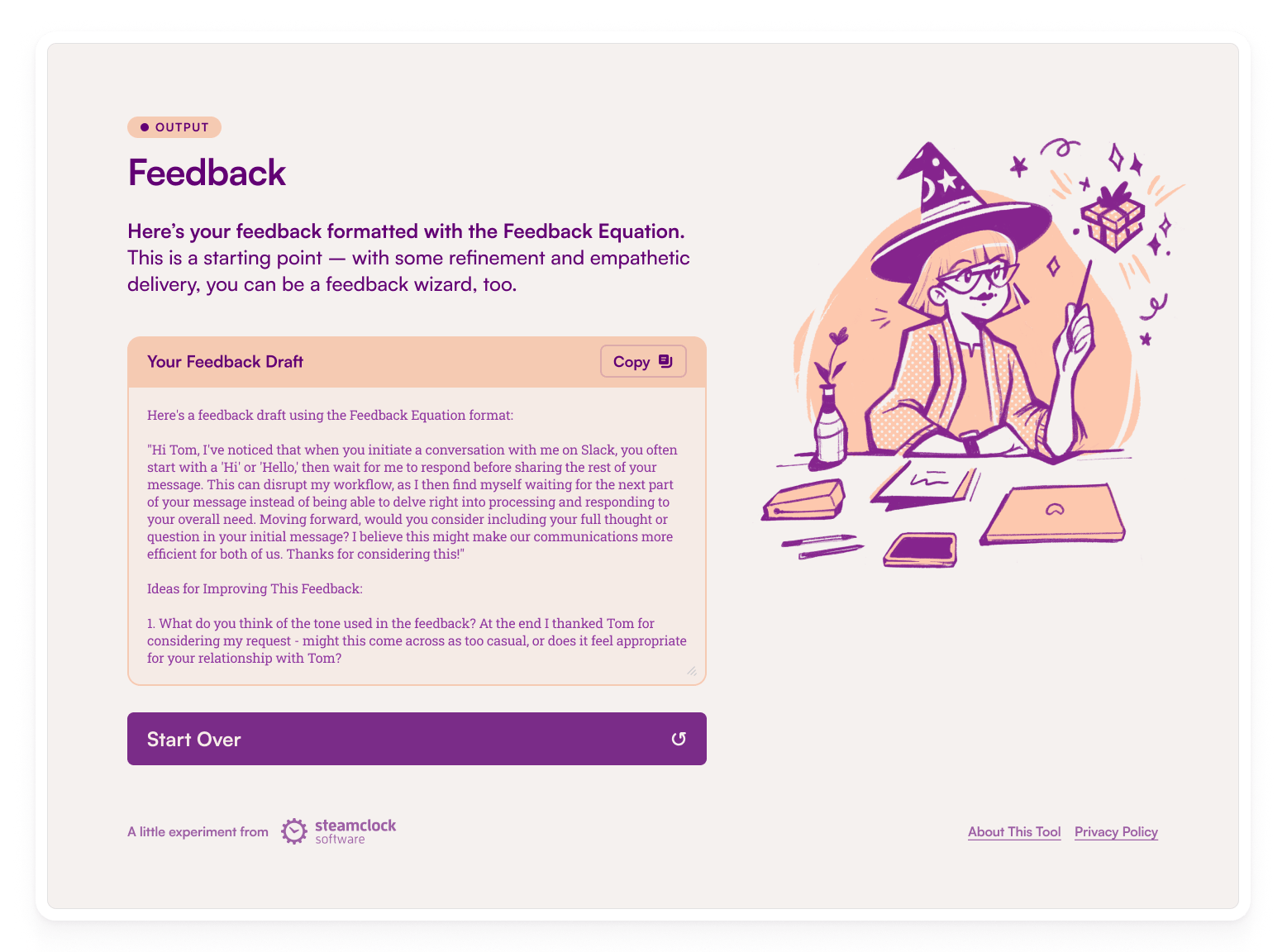 The Feedback Wizard: tool for drafting constructive feedback with the help of GPT-4.