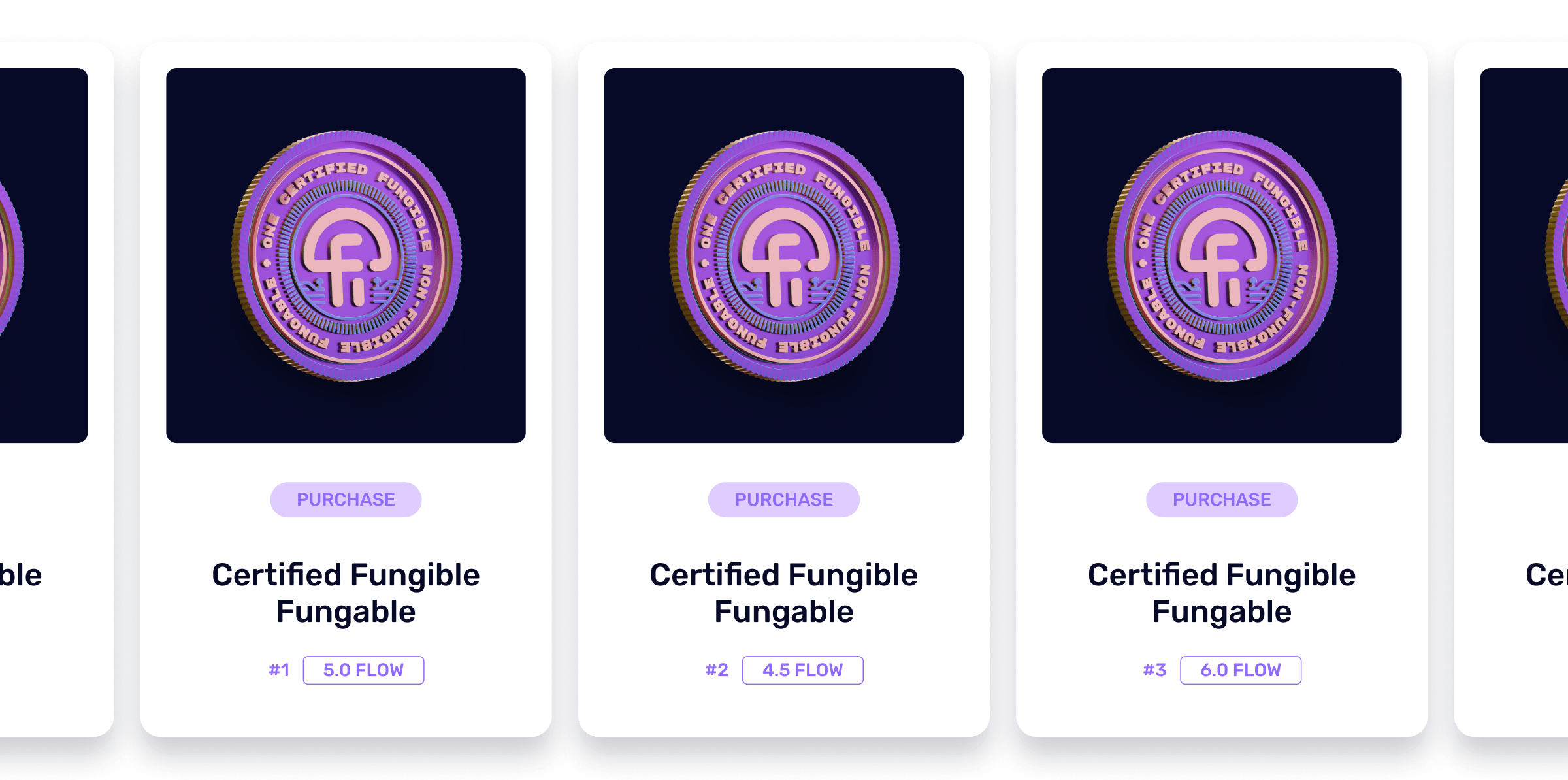 A mockup showcasing an endless row of fungible Fungables.