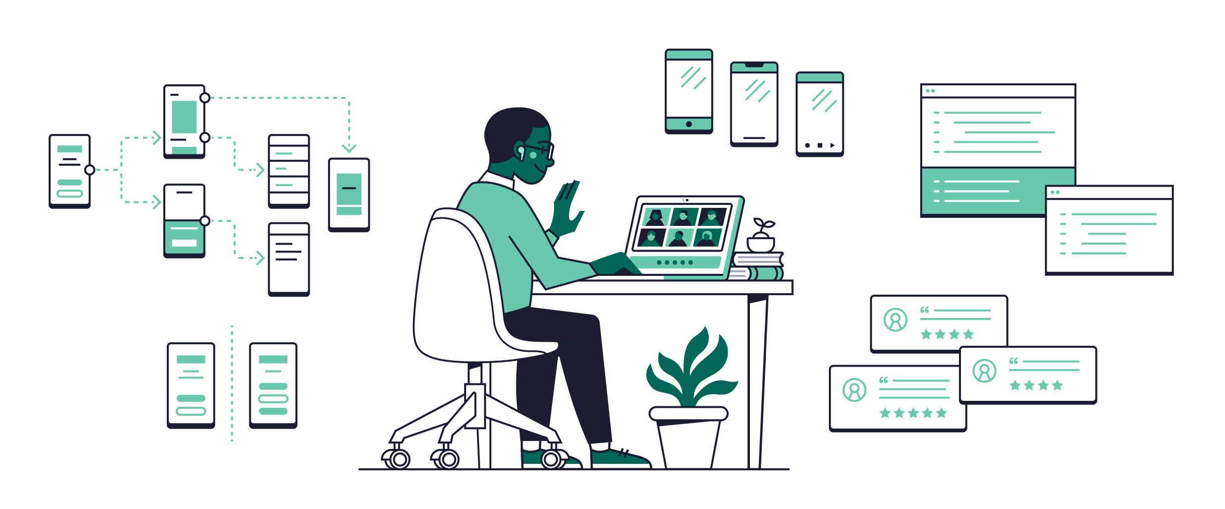 An illustration of a remote worker