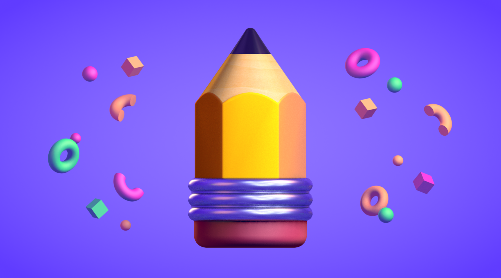 Illustration of pencil in final 3D form