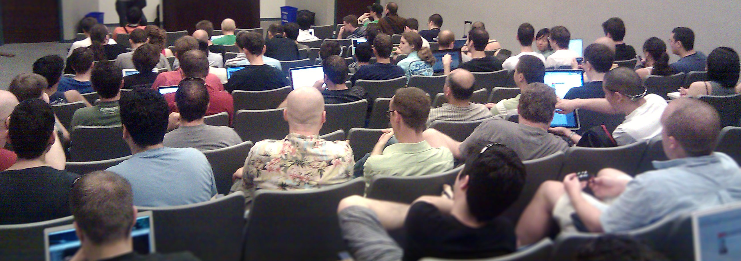 Group of developers attending a VanJS event